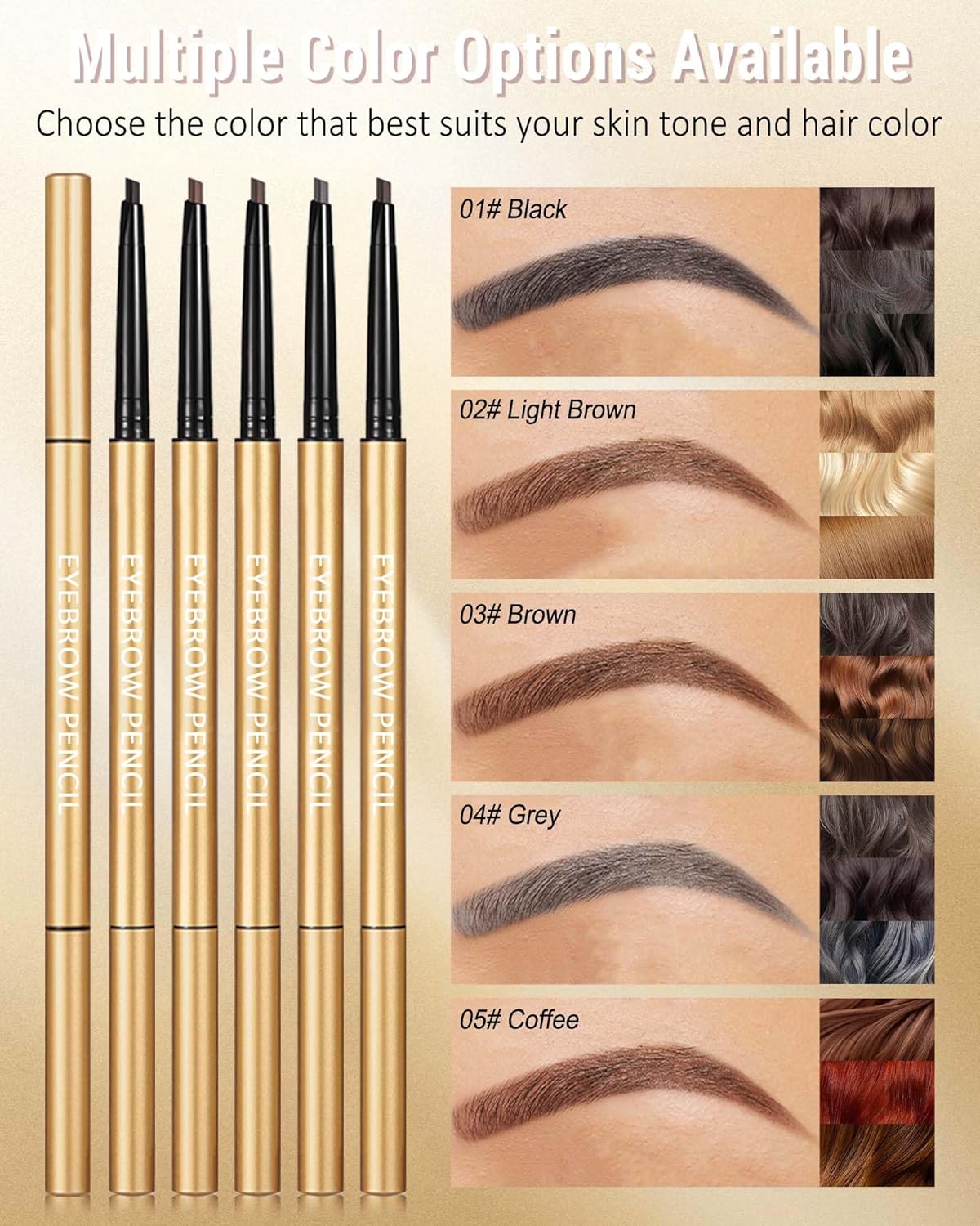 Eyebrow Pencil, 12Pcs Coffee Ultra-Fine Retractable Eye Brow Pencil for Women,Long-Lasting Waterproof Eyebrow Tint Pen for Define Shape and Fill Brows,Thanksgiving Eye Makeup Gift for Girl-05