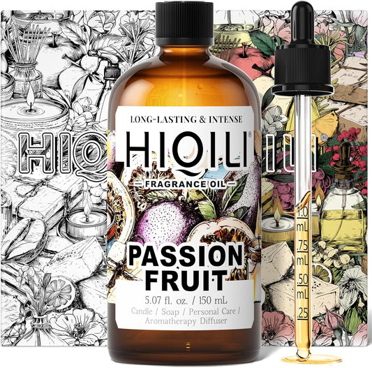 HIQILI Passion Fruit Fragrance Oil for Home Diffuser, Oil Burner, Great for Soap, Candle & Perfume Making, Add to Body Lotion - 5.07 Fl Oz
