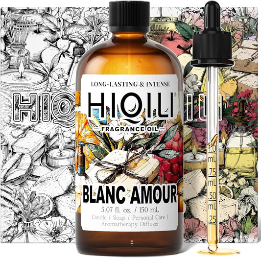 HIQILI Blanc Amour Fragrance Oil - for Candle, Soap & Perfume Making, Inspired by Byrdo Bl.nche, Floral Scent, Add to Body Oil, for Essential Oil Diffuser - 5.07 Fl Oz