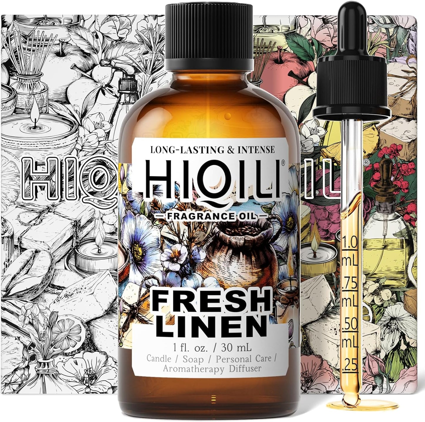 HIQILI Fresh Linen Fragrance Oil for Candle & Room Spray Making, Add to Dryer Balls, Freshie Scents for Essential Oil Diffuser - 1 Fl Oz