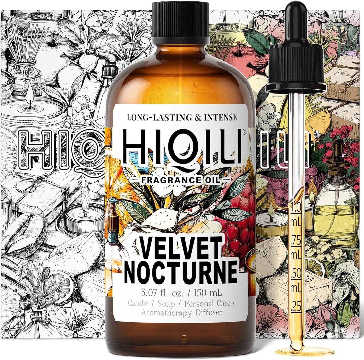 HIQILI Velvet Nocturne Fragrance Oil for Making Candle, Aroma Spray, Great for DIY Women Solid Perfume, Long-Lasting Scented Oil - 5.07 Fl Oz