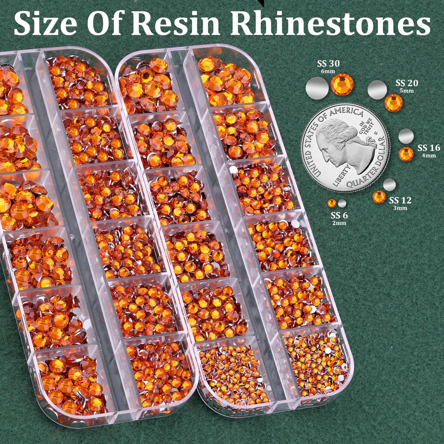 Resin Rhinestones for Crafting with B7000 Jewelry Glue, 2 Boxes Orange Flatback Crystals with 3Pcs 10ml Glue for Bedazzling Crafts DIY Nail Art Makeup，Non Hotfix Gems for Clothing Shoes